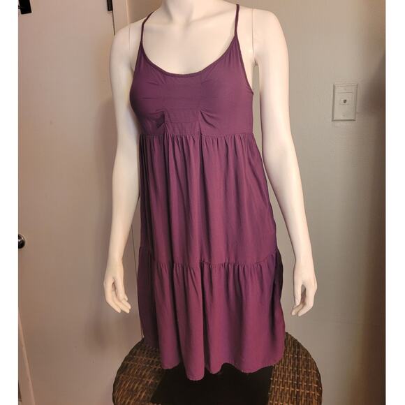 Xhilaration Plum Purple Babydoll Sundress Rayon Tiered Y2K Balletcore Sz Medium - Picture 10 of 11